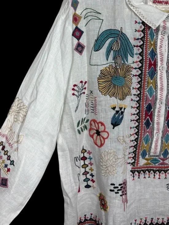 Johnny Was Biya heavily embroidered Sami blouse NWT RARE - Picture 8 of 12